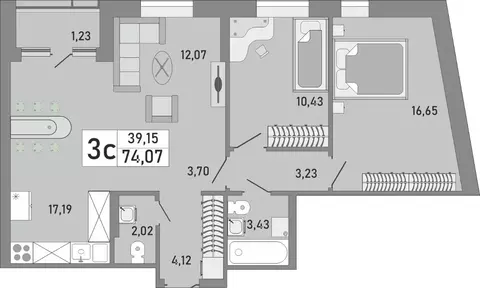 3-к кв. Башкортостан, Уфа Бакалинская ул., 9/1 (74.07 м)