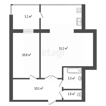 2-к кв. Саха (Якутия), Якутск ул. Короленко, 25 (51.0 м)