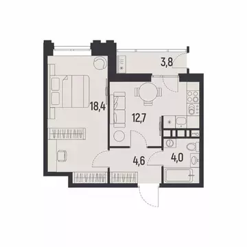 1-к кв. Пермский край, Пермь ул. Советской Армии, 95 (41.5 м)