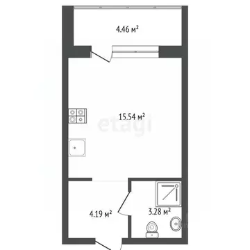 Студия Тюменская область, Тюмень ул. Игоря Комиссарова, 5 (25.23 м)