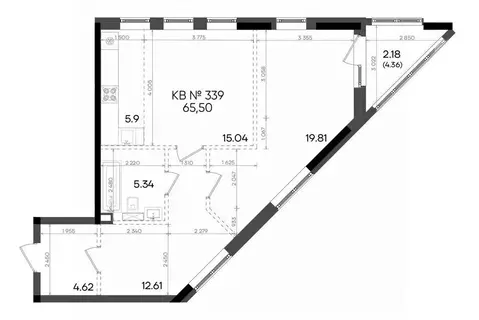 2-к кв. Татарстан, Казань ул. Аделя Кутуя, 181Ж (65.5 м)