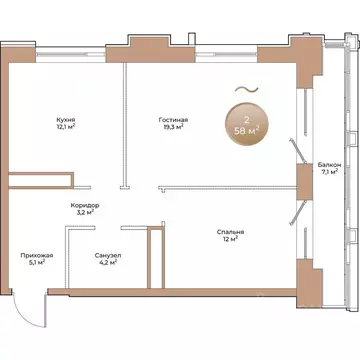2-к кв. Красноярский край, Красноярск ул. Партизана Железняка (58.0 м)