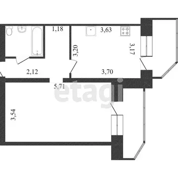 1-комнатная квартира: Вологда, Окружное шоссе, 26 (46 м)