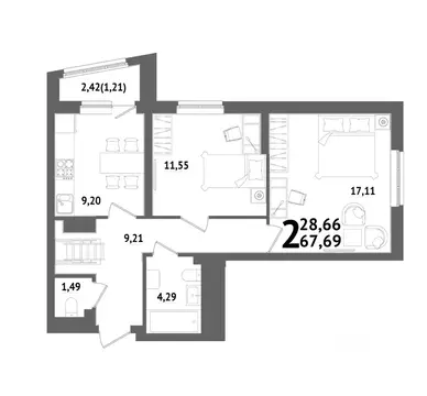 2-к кв. Башкортостан, Уфа Глумилино жилрайон, Холмогоры жилой комплекс ...