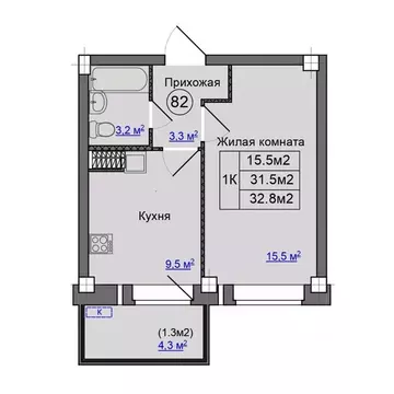 1-к кв. Псковская область, Псковский район, Завеличенская волость, д. ...