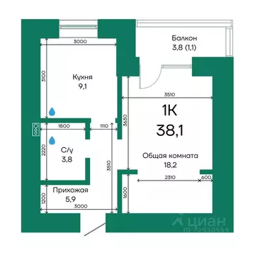 1-к кв. Алтайский край, Барнаул Просторная ул., 390к2 (38.1 м)