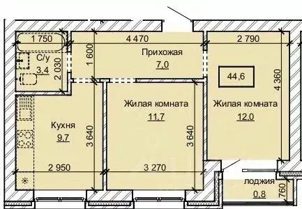 2-к кв. Алтайский край, Барнаул ул. Анатолия (44.6 м)