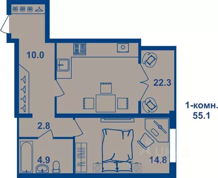 2-к кв. Костромская область, Кострома Магистральная ул., 71 (54.7 м)