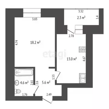 1-к кв. Забайкальский край, Чита ул. Курнатовского, 8 (41.4 м)