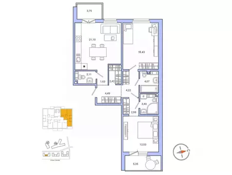 2-к кв. Ленинградская область, Гатчина ул. Чехова, 39к1 (78.2 м)