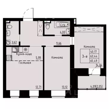 3-к кв. Красноярский край, Красноярск ул. Елены Стасовой, 82 (64.2 м)