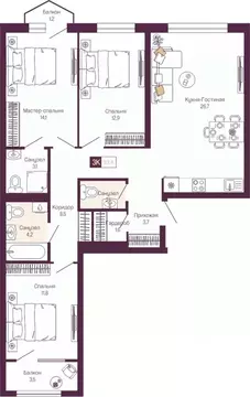 3-к кв. Нижегородская область, Нижний Новгород ул. Тургенева (90.9 м)