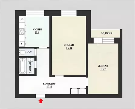 2-к кв. Ленинградская область, Ломоносовский район, Кипенское с/пос, ...