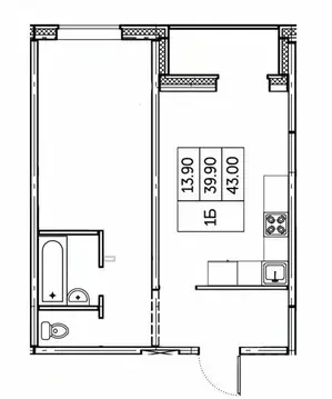 1-к кв. Чувашия, Чебоксары ул. П.В. Дементьева, поз1 (43.0 м)