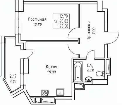 1-к кв. Саха (Якутия), Якутск 11-й кв-л,  (43.0 м)