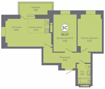 3-к кв. Ростовская область, Ростов-на-Дону Левенцовский мкр, ...