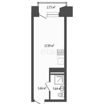 Квартира-студия: Тюмень, улица Судостроителей, 48 (26.69 м)