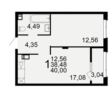 1-к кв. Тульская область, Тула Флагман жилой комплекс (38.48 м)