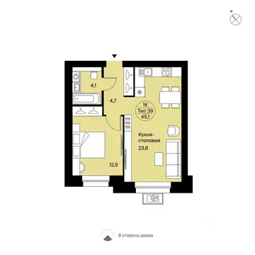 1-к кв. Коми, Сыктывкар Интернациональная ул., 200 (45.1 м)