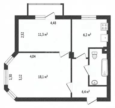 2-к кв. Ярославская область, Ярославль проезд Ухтомского, 12А (46.0 м)