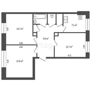 3-комнатная квартира: Ярославль, улица Карла Либкнехта, 63/9 (65 м)