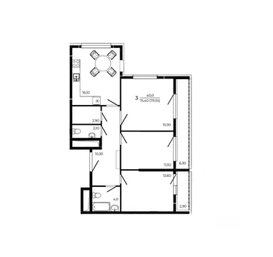 3-к кв. Ростовская область, Ростов-на-Дону Притяжение жилой комплекс ...