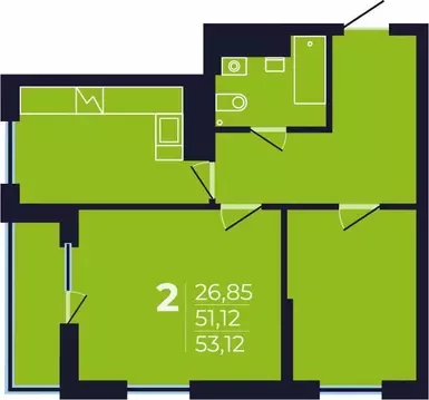 2-к кв. Башкортостан, Уфа просп. Дружбы Народов, 49 (53.12 м)
