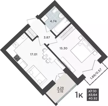 1-к кв. Калининградская область, Калининград Невский Парк жилой ...