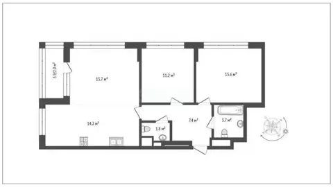 3-к кв. Москва Шелепихинская наб., 40к2 (70.0 м)