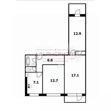 3-к кв. Новосибирская область, Новосибирск ул. Доватора, 21 (59.3 м)