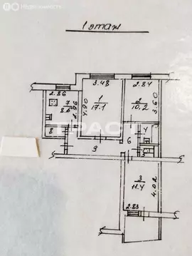 3-комнатная квартира: Воронеж, Новосибирская улица, 53 (62.9 м)
