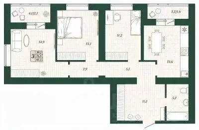 3-к кв. Самарская область, Волжский район, Смышляевка городское ...