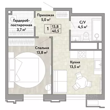 1-к кв. Хабаровский край, Хабаровск ул. Нагишкина (40.5 м)