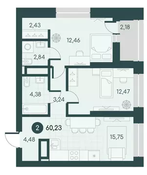 2-к кв. Курганская область, Курган Малиновые высоты жилой комплекс ...
