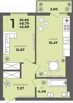 1-к кв. Калининградская область, Калининград ул. Генерала Толстикова, ...