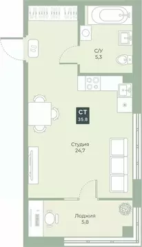 Студия Курганская область, Курган Заозерный жилрайон, 6А мкр, ул. ...