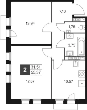 2-к кв. Ленинградская область, Гатчинский муниципальный округ, д. ...