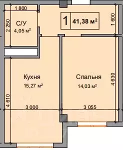 1-к кв. Кабардино-Балкария, Нальчик ул. Мусова (41.38 м)