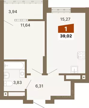 1-к кв. Свердловская область, Екатеринбург ул. Волгоградская, 197к2 ...