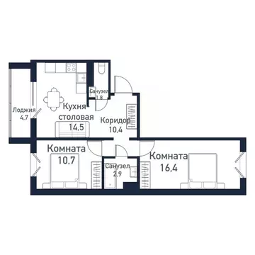 2-к кв. Челябинская область, Челябинский городской округ, пос. ...