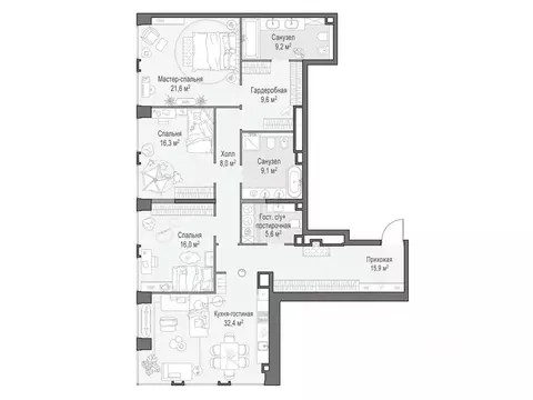 3-к кв. Москва Лайф Тайм жилой комплекс (145.0 м)