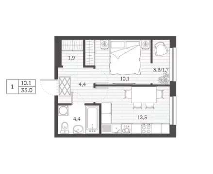 1-к кв. Дагестан, Дербент ул. Сальмана (35.0 м)