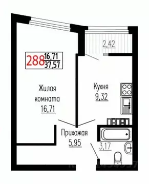 1-к кв. Свердловская область, Екатеринбург ул. Лыжников, 3 (37.4 м)