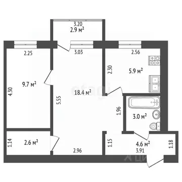 2-к кв. Башкортостан, Стерлитамак ул. Худайбердина, 126 (43.2 м)