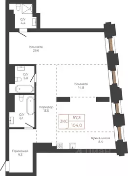 3-к кв. Алтайский край, Барнаул пл. Баварина, 8к2 (103.9 м)