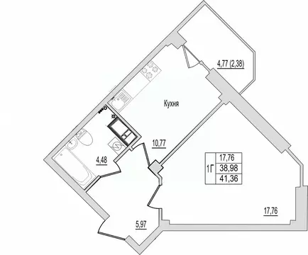 1-к кв. Псковская область, Псков Линейная ул., 87 (41.36 м)