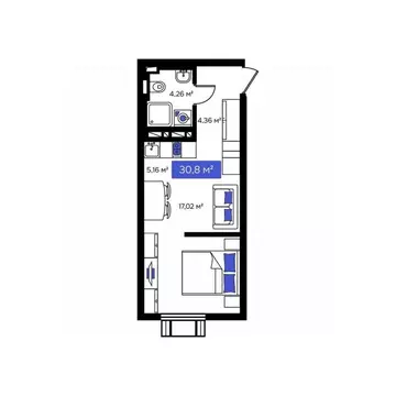 1-к кв. Приморский край, Владивосток Визионер жилой комплекс (30.8 м)