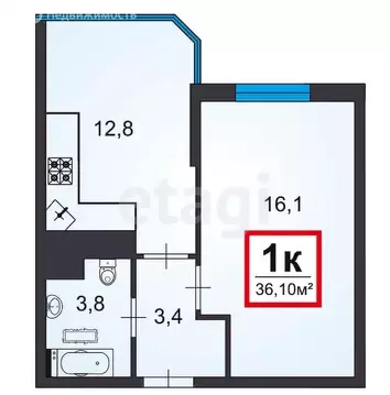 1-комнатная квартира: Анапа, Анапское шоссе, 32к4 (36.1 м)