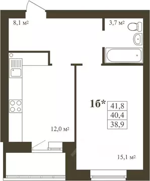 1-к кв. Тамбовская область, Тамбов Телецентр мкр,  (41.8 м)