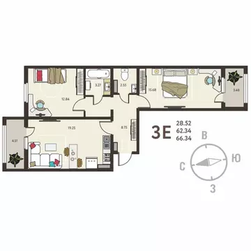 2-к кв. Воронежская область, с. Новая Усмань, Ольха мкр  (66.34 м)